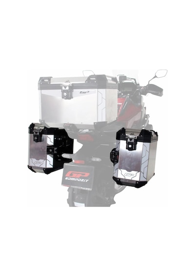 Gp Kompozit Universal 40 Lt X 2 Alüminyum Motosiklet Yan Çanta Seti Gri Siyah