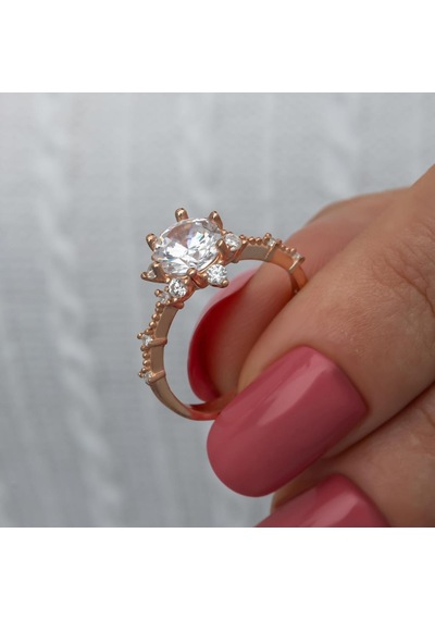 Prenses Model Rose Kaplama Zirkon Taşlı Gümüş Tektaş Yüzük