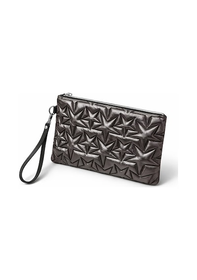 Adelina Bags Yıldız Nakış İşlemeli Portföy El Çantası Bilek Askılı Saten Astarlı Clutch Çanta Platin