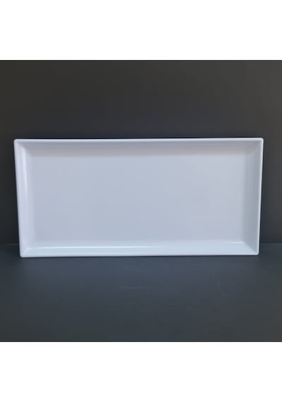 2 Adet Standart Melamin Kayık Tabak Sunum Tabağı 40x20 Cm - Beyaz Beyaz