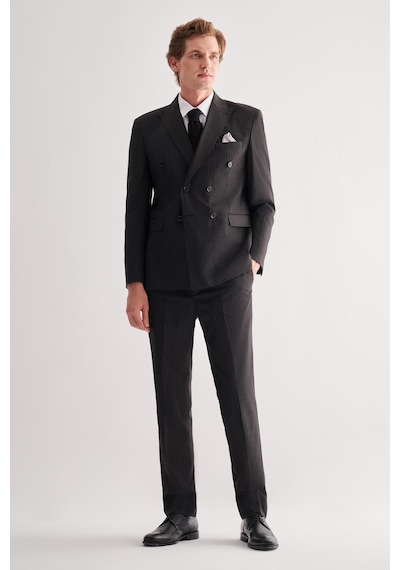 İmza Siyah Kırlangıç Yaka Çizgili Kruvaze 6 Drop Slim Fit Tam Astar Esnek Takım Elbise 1001255152 İmza Siyah Kırlangıç Yaka Çizgili Kruvaze 6 Drop Slim Fit Tam Astar Esnek Takım Elbise 1001255152