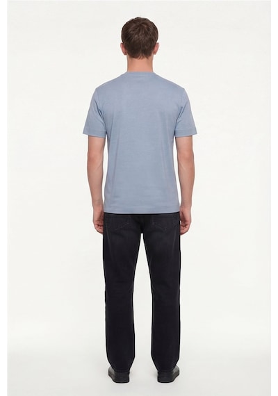 Sabri Özel Erkek Gri Normal Kesim Regular FitPamuk Dokuma Bisiklet Yaka Basic T-shirt