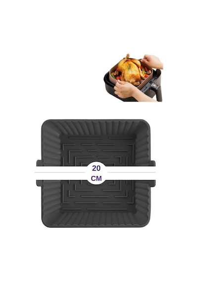 Onikiden Yanmaz Yapışmaz Airfryer Silikon Kare Pişirme Kabı Sl101 - Hava Fritözlerle Uyumlu 20x20cm 001