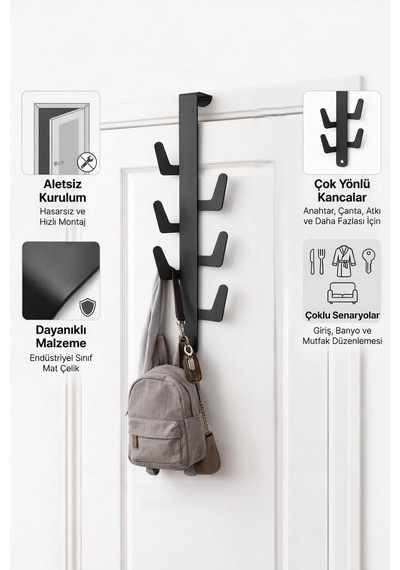 Orret Home Amerikan Kapı Arkası Askı 6 Kancalı Kaktüs Model Metal