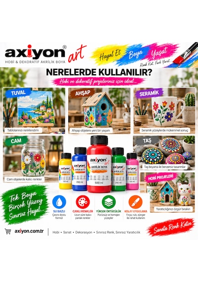 Axiyon Art Akrilik Boya 1250 Ml Mavi Su Bazlı Hobi Ve Dekoratif Boya Genel