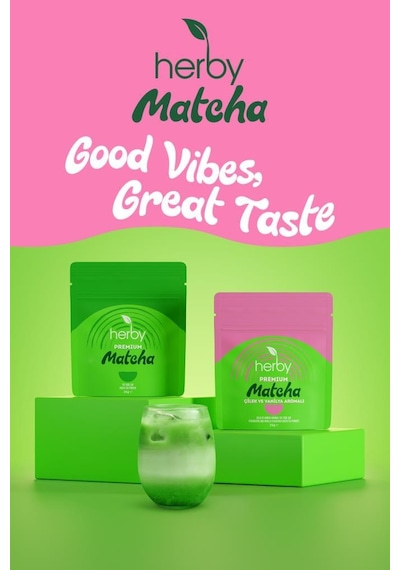 Herby Premium Matcha Çilek Ve Vanilya Aromalı 2'li