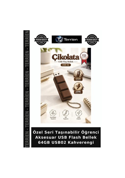 Özel Seri Taşınabilir Öğrenci Aksesuar Usb Flash Bellek 64gb Usb02 Kahverengi