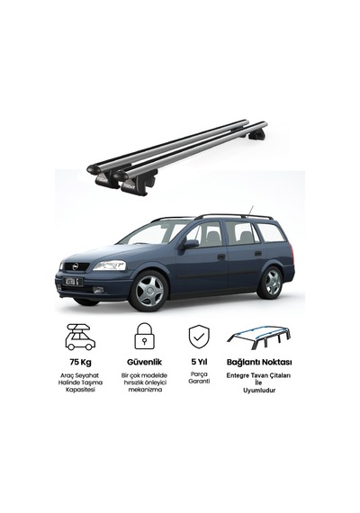 Venüs Opel Astra G Station Wagon 1998-2004 Uyumlu Gri Ara Atkı Port Bagaj Tavan Barı