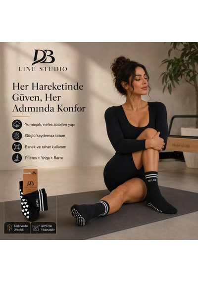 Çorap Giyim Db Lıne Kaydırmaz 4'lü Pilates Yoga Çorabı Pamuklu Silikon Tabanlı Barre Stüdyo Spor Çorabı Çok Renkli