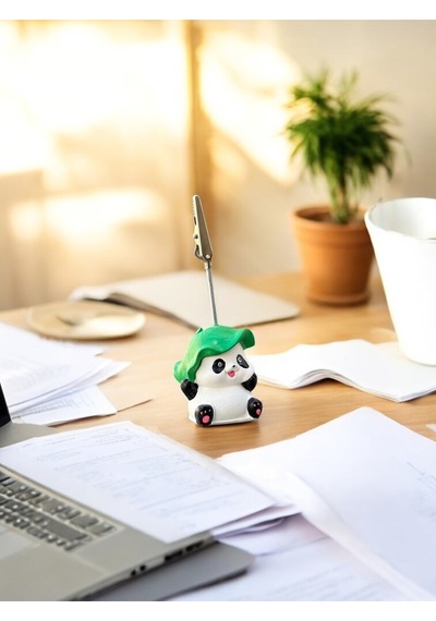 Kawaii Sevimli Bambu Şapka Panda Fotoğraf Ve Not Tutucu - Ofis Masa Not Tutacağı Çok Renkli