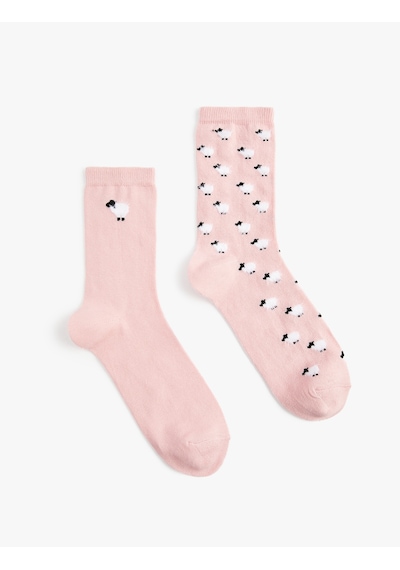 Koton Koyun Desenli 2'li Soket Çorap Seti Pembe 6wak80933aa Gül Koton Koyun Desenli 2'li Soket Çorap Seti Pembe 6wak80933aa Gül