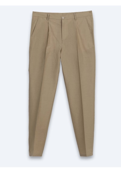 Kip Karamel Kumaş Relaxed Fit Casual Pamuk Karışımlı Pantolon