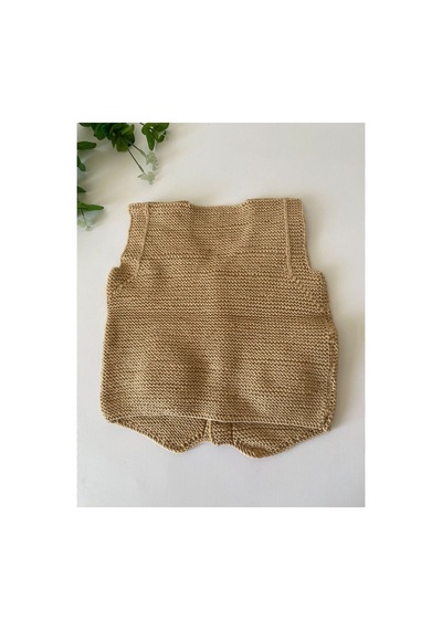 Adenya Sepeti El Örgüsü Açık Kahve Aslan Figürlü Bebek Yeleği Handmade Çok Renkli
