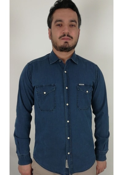 Tousus Slim Fit İndigo Oxford Erkek Gömlek Slm-2002-tss Mavi