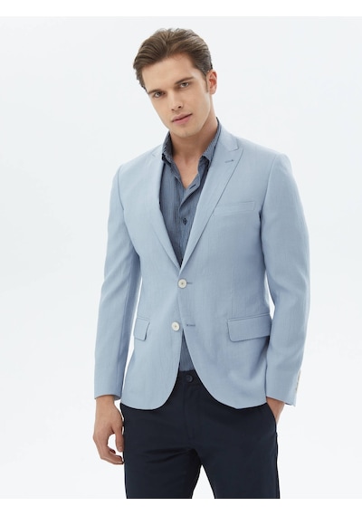 Kip Açık Mavi Düz Slim Fit Ceket 001