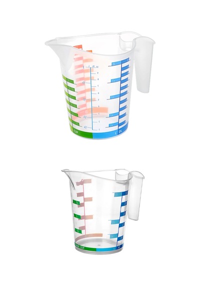 Ölçü Kabı Dereceli Renkli 1000 Ml + 500 Ml Set Şeffaf