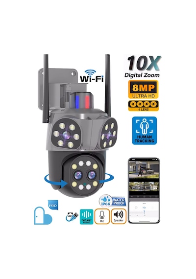 Mpia Orino 4 Lens 10x Zoom 8mp 360 Görüş Hareketli Waterproof Gece Görüş Sesli Görüşme Akıllı Kamera