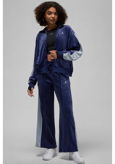 Nike Jordan Flight Full Zıp Velaur Womens Sweatshirt Oversize Kadife Kadın Sweatshirt Lacivert La