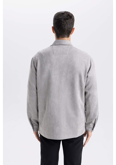 DeFacto Regular Fit Polo Yaka Süet Gömlek Ceket D3379AX25SPGR308