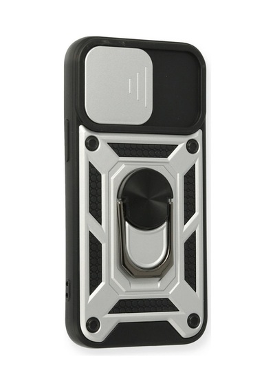 Apple iPhone Uyumlu 12 Mini Kılıf Pars Lens Yüzüklü Silikon - Gümüş Bz8683140164621
