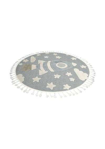 Dolce Vita Halı Kids 474 Space Yuvarlak Halı Mavi
