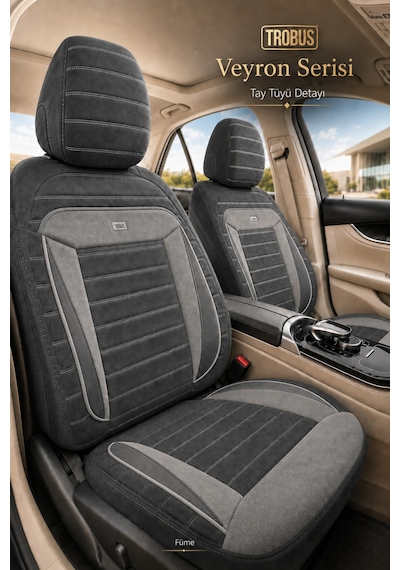 Dacia Dokker 2007 2008 2009 2010 2011 2012 Uyumlu Veyron Serisi Füme Oto Koltuk Kılıfı