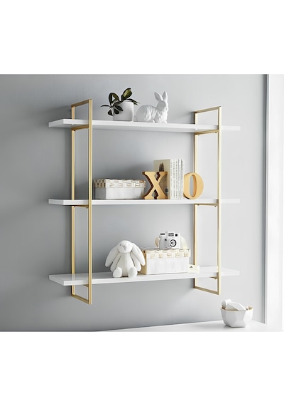 lyla concept Rosa Mini Duvar Aksesuar Rafı - Gold Metal Beyaz Raf Gold