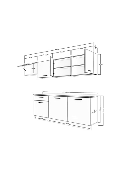 Decoraktiv Smart 240 Mdf Hazır Mutfak Dolabı - Tezgah Dahil - Pera Beyaz Beyaz - Meşe Decoraktiv Smart 240 Mdf Hazır Mutfak Dolabı - Tezgah Dahil - Pera Beyaz Beyaz - Meşe