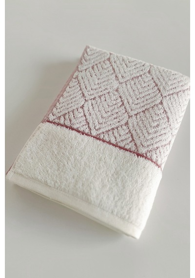 Geometrik Desenli Zemini Renkli Bambu El Havlusu - 50x90 Cm - Kiremit Kiremit