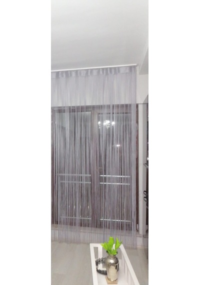 Düz İp Gri Renk En 100 Cm Boy 280 Cm Hazır Düğmeleri Dikilmiş İp Perde Gri