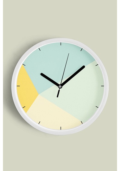 Soyut - Geometrik Temalı Modern Duvar Saati - 42cm - Önü Camlı Beyaz Kasa - Sessiz Mekanizma-jh0423 Beyaz
