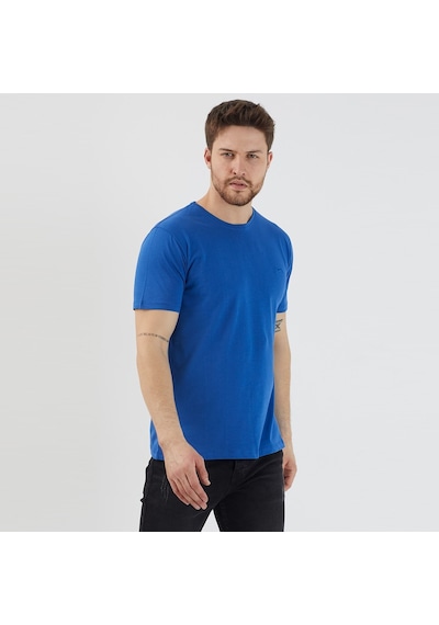 Slazenger SANDER KTN Erkek  Saks Mavi Tişört