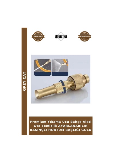 Premium Yıkama Ucu Bahçe Aleti Oto Temizlik Ayarlanabılır Basınçlı Hortum Başlığı Gold