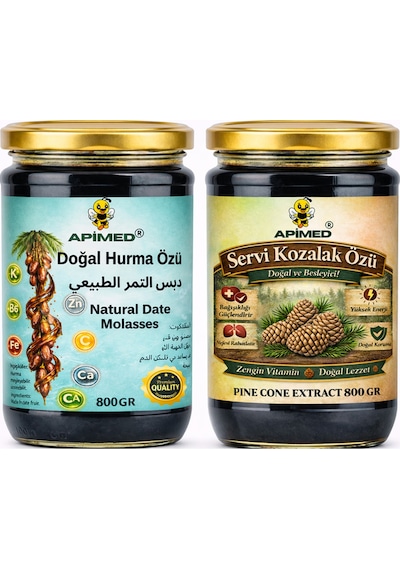 2 Li Set Servi Kozalak Özü & Hurma Özü 800 Gr + 800 Gr Doğal Enerji Destekleyici