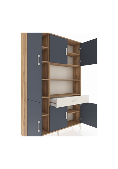 Arges Dolap 10 Raflı Tek Çekmeceli 6 Kapaklı 132x30x195 Çam-antrasit/aytaşı Antrasıt/aytası Arges Dolap 10 Raflı Tek Çekmeceli 6 Kapaklı 132x30x195 Çam-antrasit/aytaşı Antrasıt/aytası