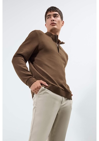Defacto Regular Fit Dik Yaka Yarım Fermuarlı Sweatshirt F2821ax25aubn595 Kahve Defacto Regular Fit Dik Yaka Yarım Fermuarlı Sweatshirt F2821ax25aubn595 Kahve