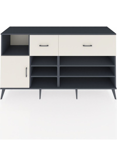 Hyperion Konsol 6 Raflı 2 Çekmeceli Tek Kapaklı 176x44x99 Antras Antrasit-aytaşı Hyperion Konsol 6 Raflı 2 Çekmeceli Tek Kapaklı 176x44x99 Antras Antrasit-aytaşı