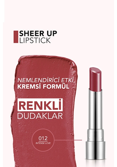 Flormar Nemlendirici Parlak Ruj (Mor-Kahve) - Sheer Up Sls. - 012 Intense Love - 8682536012102