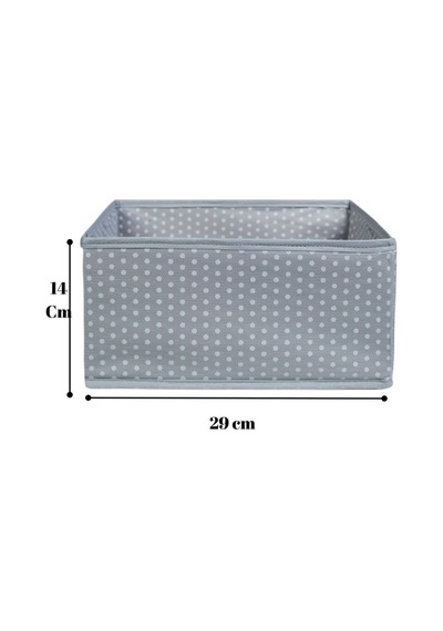 4 'lü Gri Beyaz Puantiyeli Dolap & Çekmece Düzenleyici Saklama Kutusu Organizer Kumaş 40 X 40 Gri Diğer