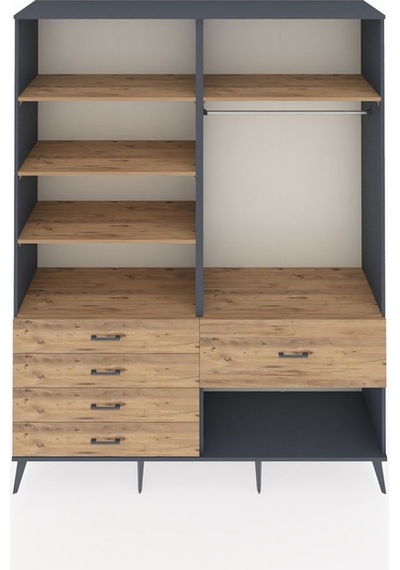 Hyperion Gardrop 6 Raflı 5 Çekmeceli Tek Askılı 176x44x221 Antrasit-çam Çam Hyperion Gardrop 6 Raflı 5 Çekmeceli Tek Askılı 176x44x221 Antrasit-çam Çam