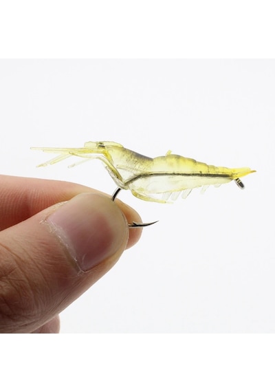 10 Adet - 4 Cm Jig Kancalı Silikon Yumuşak Sahte Karides