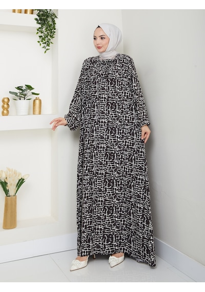 Nevayla Moda Önü Büzgülü Viskon Elbise - Kahverengi / E0130 Kahverengi