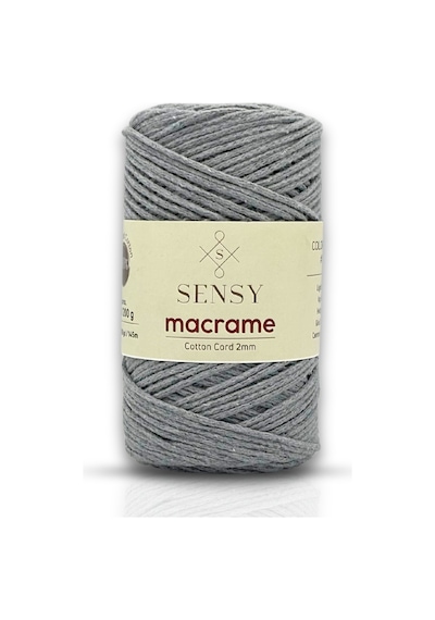 Premium Koton Pamuk Makrome İpi 2mm Cotton Zincir Makrome Çanta İpi Supla İpi Koton İp Açık Gri