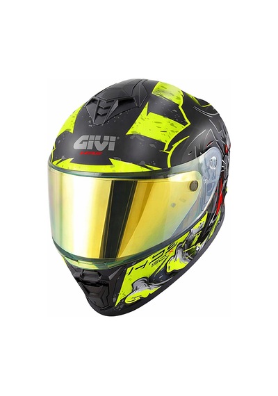 Gıvı 50.x Wıld Mat Siyah-neon Sarı Kask Sarı Vizör Neon Sarı