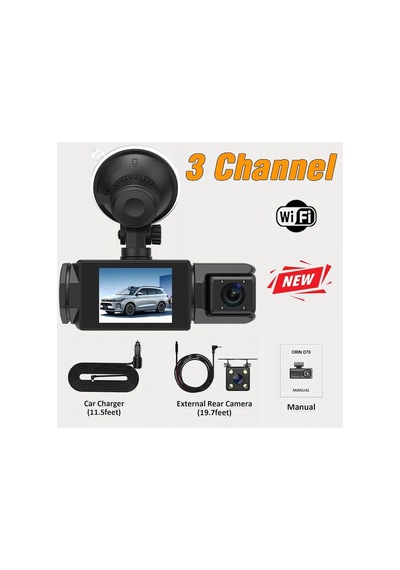 3 Kameralı Araç Dvr 360 Video Kayıt Cihazı, Ön + Sol + Sağ Dikiz Kamera, Arka Kameralı, Wifi Bb3dashcam
