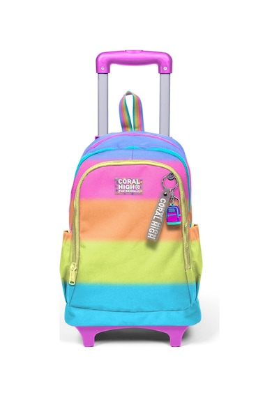 Coral High Kids Renkli Çizgili Üç Bölmeli Çekçekli Okul Sırt Çantası 23970 Renk