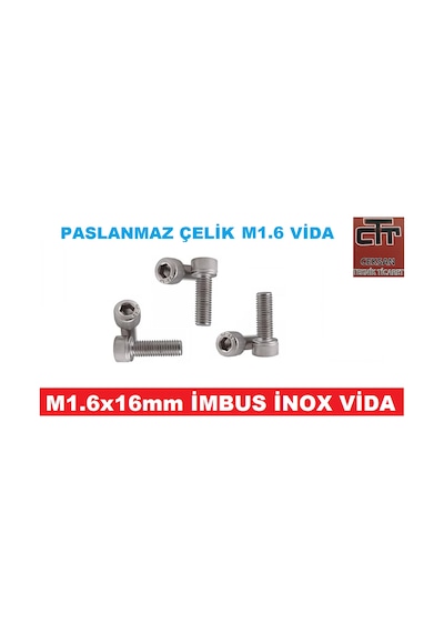 M1.6 Imbus Minik Mikro Vida Inox Adet ve Boy Seçenekli 48 Adet-6 MM