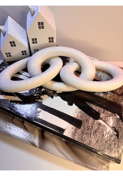 Modern Beyaz Zincir Dekoratif Obje Şık Masa Üstü & Kitaplık Süs Eşyası 13 Cm X 3 Zincir Bloğu