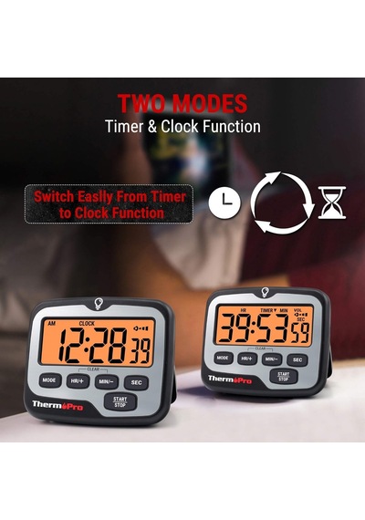 Thermopro Tm01 Dijital Mutfak Zamanlayıcısı, Geri Sayım Ve Kronometre, Ayarlanabilir Sesli Alarm Ve Geniş Arkadan A