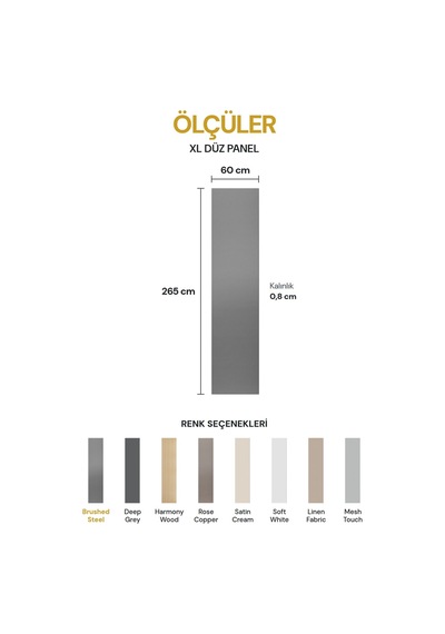 Vilo Mpc Xl Düz Duvar Paneli Brushed Steel 265cm Yapıştırmalı Montaj - Neme Ve Darbeye Dayanıklı